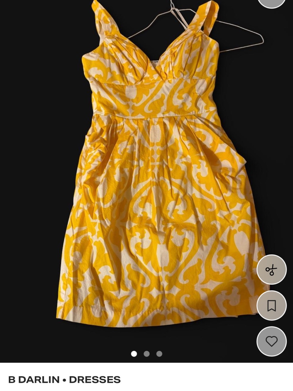 B Darlin Yellow and White Printed Mini Dress